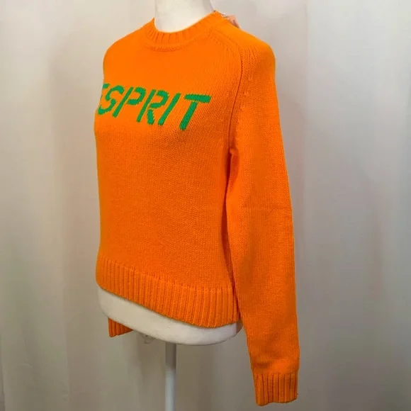 Esprit Orange Crew Neck Pullover Sweater- NWT - Picture 5 of 14